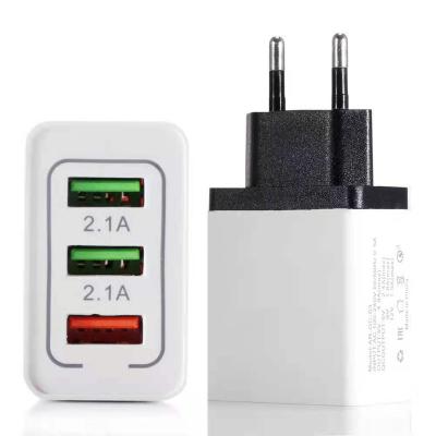 China Mobile Phones Wholesale EU 3USB 3 Ports QC3.0 Wall Quick Charger Adapter USB Charger Smart Phone Charger for sale