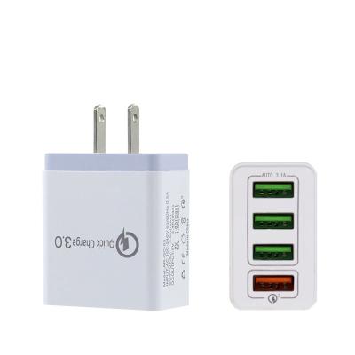 China Portable USB Wall Mounted US 4 Port Mobile Phones OEM 4USB Charger USB Cable Charger Smart Phone Charger for sale