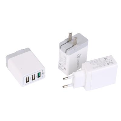 China Cellphones Sell Best UK/Us/Eu Standard High Quality High Power Fast Charging 3 Fast Charger Usb Wall Selling Wholesale Charger for sale