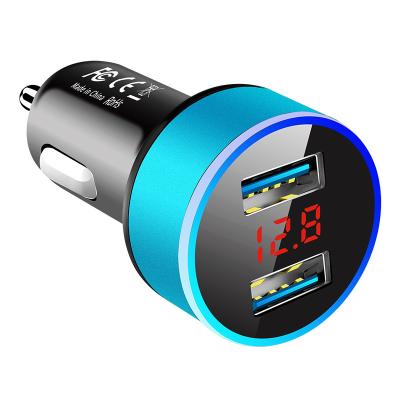 China Wholesale Display ABS Multi Function Mobile Phone Tablet MP3 GPS Fireproof Aluminum Alloy 2 in 1 Vehicle USB Car Charger for sale