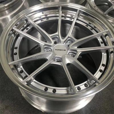 China New Design High Quality Custom ALLOY 15 To 26 Inch 3 Pieces Forged Alloy Wheel Lip Split Step Rim 5x130 For Porsche for sale