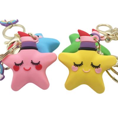 China Custom Personalized Environmentally Friendly Promotional Ocean Collection Gifts Cartoon Starfish PVC Rubber Keychains With Metal Keyring for sale