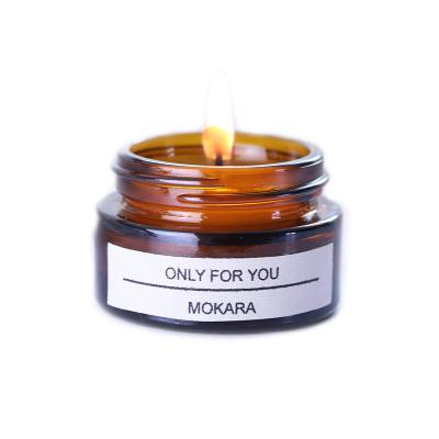 China Birthdays Small Amber Glass Jar Scented Candle Scented Soy Scent Wax For Spa Yoga, Coconut Wax Aromatherapy Amber Glass Jars Candle for sale