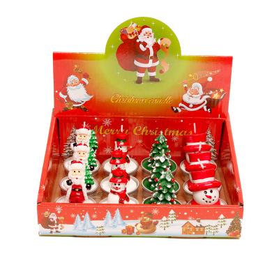 China Birthdays Gift Set 12 Pieces Classic Christmas Santa Tea Light Candle, Christmas Tree Snowman Tealight Candle for Xmas Home Decor for sale