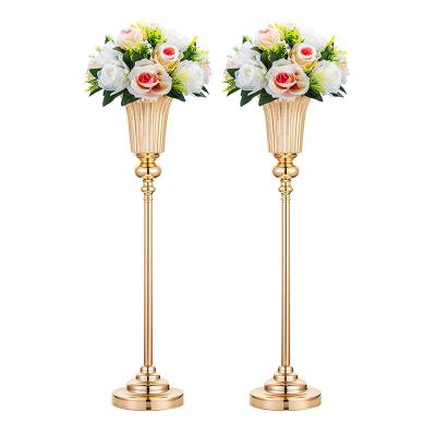 China Wedding Table Reception Decor Birthday Party Vases Metal Gold Wedding Decoration Decorative Flower Stand, Wedding Party Table Centerpieces Road Lead for sale