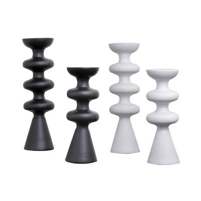 China Classic Decorative Tall Candlestick Pillar Wooden Candlestick Holders for Home Decor, Wooden Candle Holders for Living Room Table Centerpiece for sale