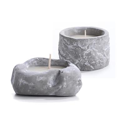 China Unique Design Cement Concrete Stone Design Candle Jar for Candle Making, Wholesale Custom Empty Nordic Concrete Frosted Candle Jars for sale