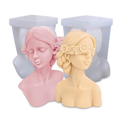 China DIY Candle Making Silicone 3D Closed Eye Girl and Blindfold Girl Candle Mold for DIY Candle Plaster Soap Craft Making Tool, Girl Soap Molds for sale