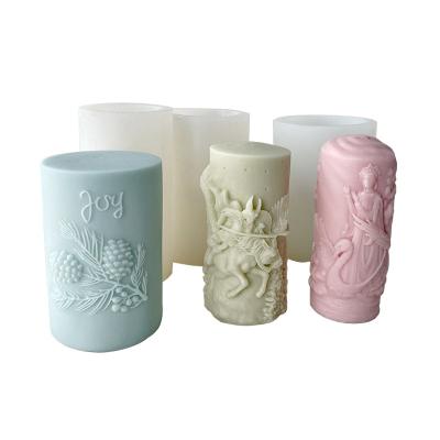 China DIY Candle Making 3D Silicone Goddess Flowers Design Pillar Candle Mold, Waves Butterfly Pillar Candle Mold For Scented Candles for sale