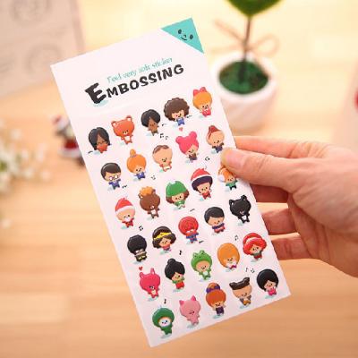 China Waterproof Adhesive 3D Sniff Safe Smell Smell Sniffed Puffy Sticker Label Character Printing Cartoon Sticker for sale