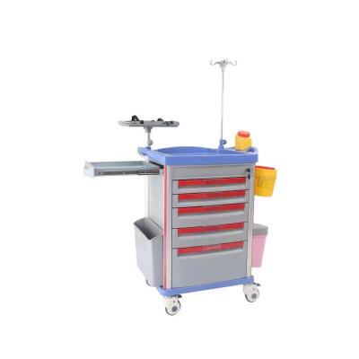 China Contemporary Hospital Trolley Furniture ABS Plastic Anesthesia Medicine Medical Emergency Treatment Trolley for sale