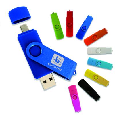 China Cheap Wholesale Metal+ABS 2 in 1 Flash Drive Custom Logo Smartphone Usb Memory Stick Pendrive 1GB 2GB 4GB 8GB 16GB 32GB 64GB Pen Drive OTG for sale