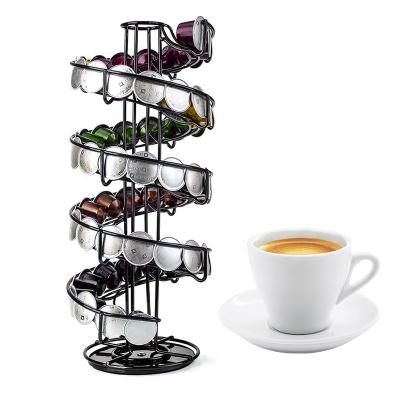 China Rotating Nespresso Metal Coffee Pod Stand Holder Viable Black Nespresso Capsule and Pod Holder for sale