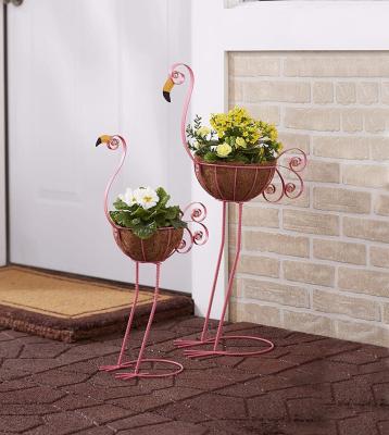 China Minimalist Set of 2 Bird Planters Flamingos Garden Ornaments for sale