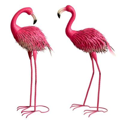 China Wholesale Minimalist Best Selling Classic Cheap Decor Classic Outdoor Rose Garden Yard Metal Wrought Iron Tropical Flamingo Statue for sale