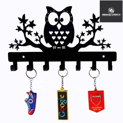 China Minimalist Owl on Maple Trees Metal Owl Key Hanger Medal Hanger Leash Drawer Design Kitchen Sink Organizer Rack Home for sale