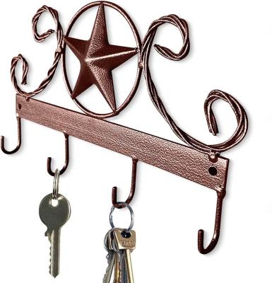 China Vintage Minimalist Metal Texas Country Western Key Holder Key Hangers for Wall, Star Key Holder Hook Wall Holders, Multiple Hooks for Keys for sale