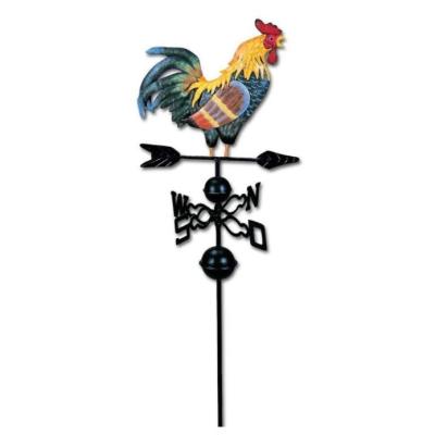 China Minimalist Metal Rooster Garden Stake Weathervane For Rooftops With Rooster Ornament for sale