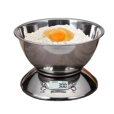 China WITH LID Factory Direct Bowl Food Scale Cheapest Stainless Steel Commercial Kitchen Scales 5000g/1g LCD Display for sale