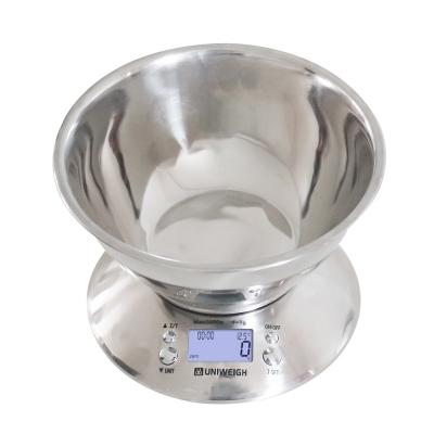 China WITH LID 5kg/1g Household Stainless Steel Kitchen Scale With Food Gram Scale 3kg/0.1g Small Bowl Baked Electronic Platform Scale for sale