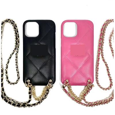 China Luxury Anti-fall Beautiful Girls Neck Phone Case For iphone 11 pro Fashion Strap Chain 12 Max Cover For iphone 11 for sale