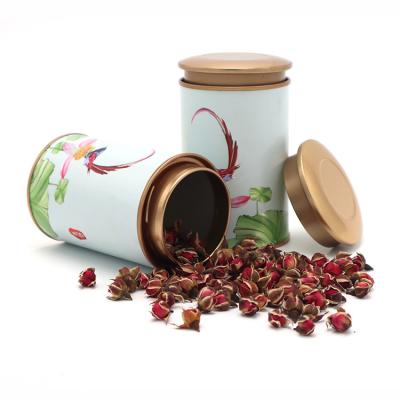 China Bio-degradable custom rose tea paper packaging scented tea paper cylinder containers metal lid cardboard tube for sale