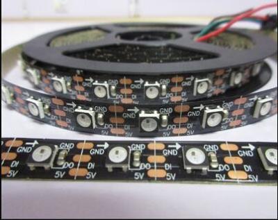 China Black PCB with black ws2812b led chip 30leds 60leds 72leds 144leds WS2812B LED Strip (4PIN) similar to SK6812 for sale