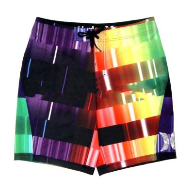 China 4 Way Stretch Boardshorts Drawstring Rainbow Polyester Shorts QUICK DRY High Quality Men for sale