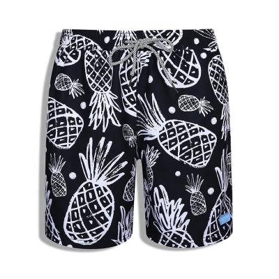 China Summer QUICK DRY Men's Elastic Waist Black Pineapple Panel Shorts Swim Print for sale