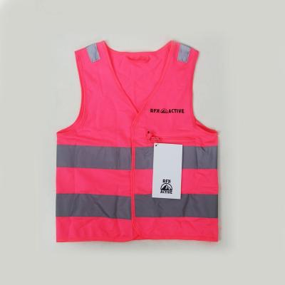 China New Design High Visible Visible Outdoor Reflective Vest Inbag Outdoor Traffic Safety Clothing Vest Pink Color For Children EN1150:1999 for sale