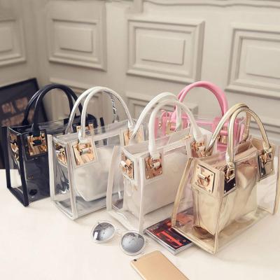 China Fashion Messenger 2pcs Crossbody Shoulder Bags Clear PVC Women Jelly Tote Bag Luxury Transparent Handbags Women for sale