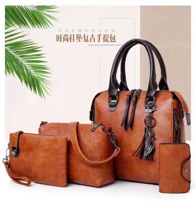 China High Quality Fashion PU Leather Lady Handbags Suit For 4 Pieces Set Tote Shoulder Bag Clutch Purse Card Holder for sale