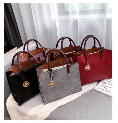 China Wholesale Fashion Ladies PU Solid Color Leather Handbag 3 Pieces Set Shiny Painted Luxury Handbags For Women for sale