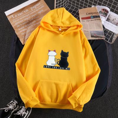 China Long Hoodie Cat Print Sweatshirt Women Cute Harajuku Long Sleeve Hoodies Streetwear Hoodies Women's Custom Anti-Shrink Sweatshirt for sale