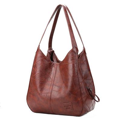 China Vintage PU Leather Multi-pocket Fashion Waterproof Sling Bag Female Soft Shoulder Bags Tote Bag Ladies Purse Women Handbag for sale