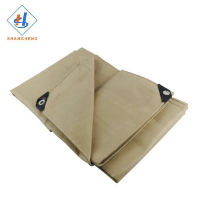 China Double Faced Beige Plastic Canvas Truck Tarpaulin PE Market Tarpaulin for sale