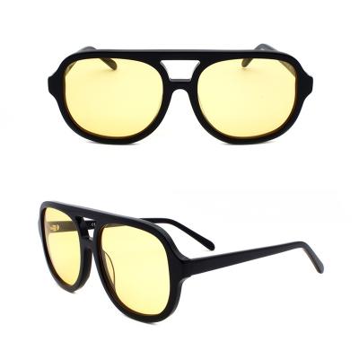 China Square OEM retro frame shape handmade men acetate sunglasses high quality with CR39 lens for sale