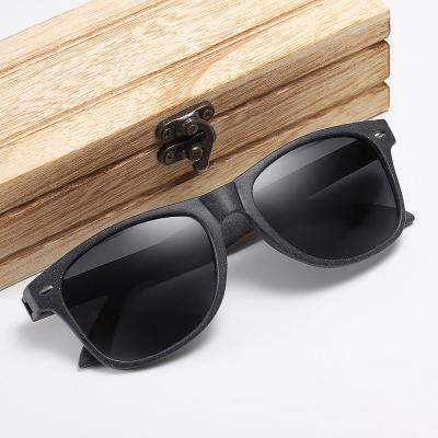 China Square High Quality TAC Polarized Mirror Lens Eco-friendly Recycle Material Wheat Straw Frame Fashion Sunglasses Women for sale