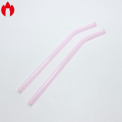 China Pajas de beber de vidrio de borosilicato de color rosa para té y café en venta