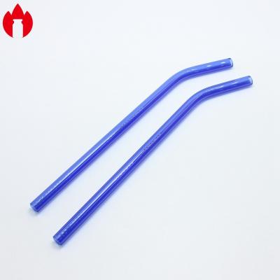 China Paja de vidrio de borosilicato de color azul de 8 * 200 mm para beber en venta