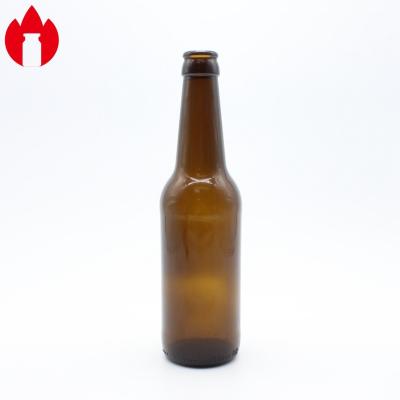 China Amber Soda Lime Glass Beer Bottle 330ml Amber Color for sale