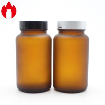 China 300ml medisch Breed Mond Berijpt Glas Fles Berijpte Amber Bottles Te koop