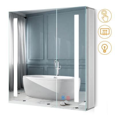 China Modern LED Light Bathroom Storage Furniture Aluminum Cabinet Mirror for sale