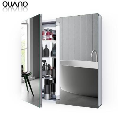 China Modern Large Size Wall Mounted Bathroom Mirror Cabinet With Mirrored Double Doors for sale