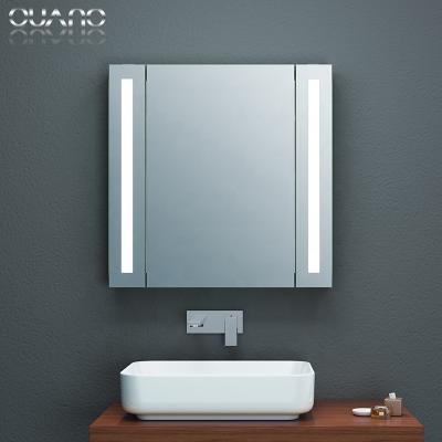 China Modern Bathroom LED Mirror Cabinet With Vertical LED Light On Both Sides for sale