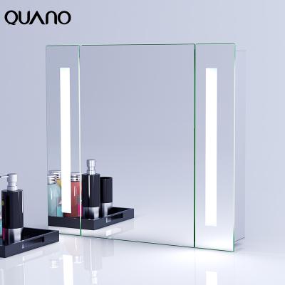 China Modern European Style Aluminum Bathroom Mirrored Cabinet With LED Light for sale