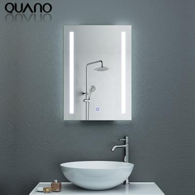 China LED Light Illuminated Bathroom Mirror with Vertical Frontsted Line on Both Sides for sale