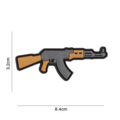 China 2D / el PVC de goma de encargo 3D remienda el hierro del Kalashnikov de AK 47 en etiqueta de la ropa en venta