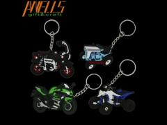 PMS PVC Rubber Key Chain Transparent Merrowed Borders 8mm Thickness