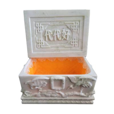 China Customization Wholesale jade urn spot Lantian jade cinerary casket longevity box funeral coffin cemetery for sale